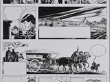 the pages of a comic strip with a drawing of a man riding a horse drawn carriage