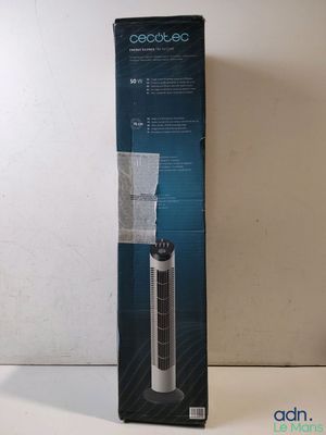 an image of a box with a black and white air purifier inside of it