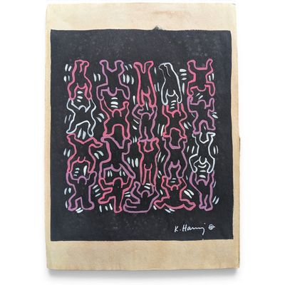 an image of a black and pink drawing on a piece of paper