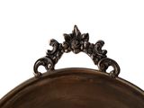 a metal bowl with a handle on a white background