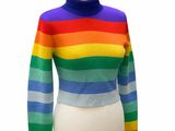 un pull à rayures arc-en-ciel sur un torse de mannequin