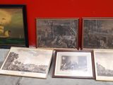 four framed pictures of a ship on the wall
