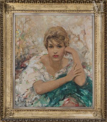 une image d'un tableau représentant une femme en robe verte