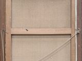 an old picture of a window with a rope hanging from it ' s side