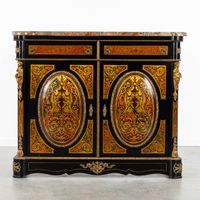 Armoire à deux portes de style Boulle, en bois noirci, laito… (photo 2)