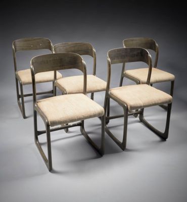 BAUMANN Suite de cinq chaises modèle Bémol ou dit "Traîneau"… - Photo 1