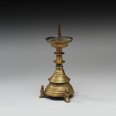 CHEVILLARD, Orfèvre à ANGERS Pique cierge en bronze patiné à… - Photo 1