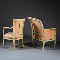 Bergère en bois laqué gris à dossier renversé (manques, choc… (photo 5)