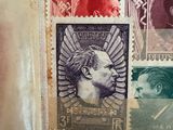 many different stamps on a piece of paper on the wall