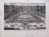an old book with a drawing of a garden in the middle of it
