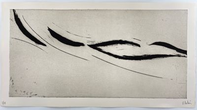 a black and white drawing of a woman ' s face with long hair