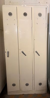 deux casiers côte à côte dans une salle de bains