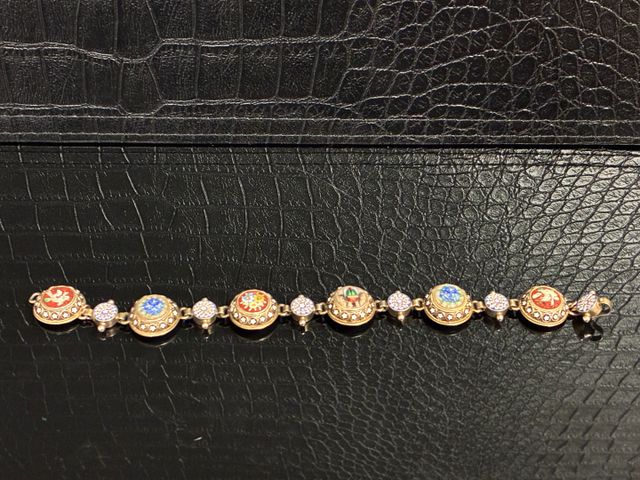 Bracelet en métal à décor alterné en micro mosaïque de 6 petits m...