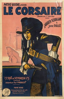 the poster for the movie le corsaire is displayed on a wall