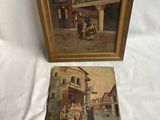 deux photos encadrées représentant une scène de rue et une photo représentant une scène de rue