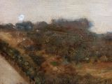 an image of a painting of a dirt road in the middle of a field