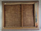a picture of a window that has a wooden frame