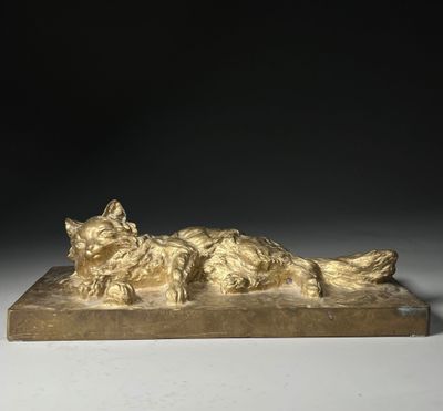 Felix GUIS Chat Allongé à la Pelote - Objet d'Art Unique