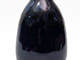 a black vase that is sitting on a white surface