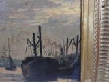 a picture of a painting of boats in the water