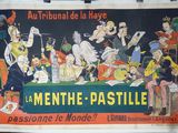 Affiche française faisant la promotion des pastilles à la menthe, représentant un groupe d'hommes et de femmes
