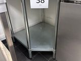 a metal shelf with a number on it in a store