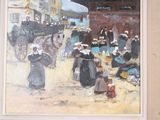 a painting of a group of people on the street