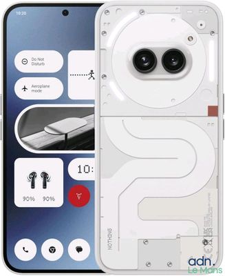 a close up of a white phone with a camera on it