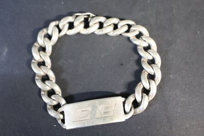 Gourmette en argent chiffrée CB - Photo 1