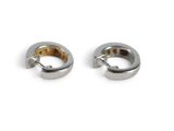pair of silver hoop earrings on a white background