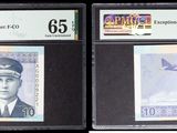 trois types différents de billets de banque sur lesquels figurent les portraits d'un homme et d'une femme