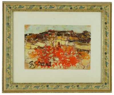 an image of a painting of red flowers in a gold frame