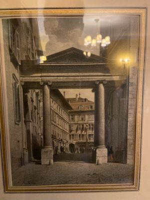 une photo d'une photo d'un bâtiment dans un cadre photo