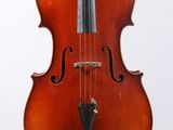 un gros plan d'un violoncelle sur fond blanc