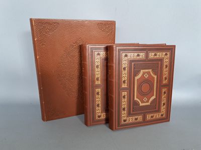 une paire de livres reliés en cuir, posés l'un sur l'autre
