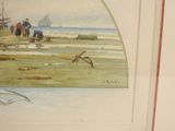 a picture of a picture of a painting of people on the beach