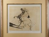 une image d'un dessin représentant un homme à cheval