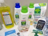 many different types of cleaning products on the counter
