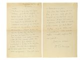deux pages d'une lettre rédigée en français sur une feuille de papier
