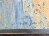 an oil painting of a horse in a landscape by a waterfall