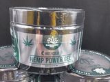 several jars of hemp power gel sitting on top of each other