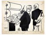 an image of a drawing of two men in suits talking to each other