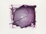 peinture représentant un morceau de papier violet avec un trou au milieu