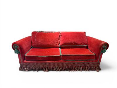 an image of a red couch on a white background