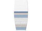 une planche de surf blanche ornée de rayures bleues et blanches