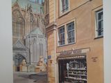 a picture of a painting of a building on the street