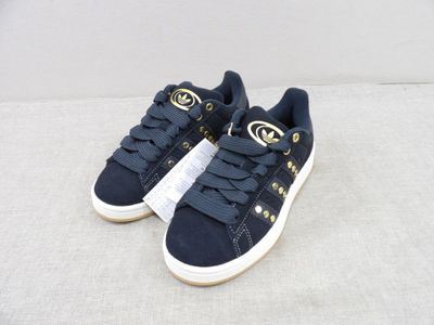adidas superstar trainers in navy with gold studs