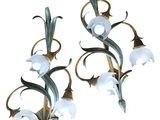 pair of brass and glass sconces with flowers and leaves