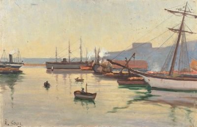 many boats that are in the water by the shore
