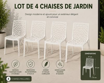 lot de 4 chaises de jardin encastable encastable